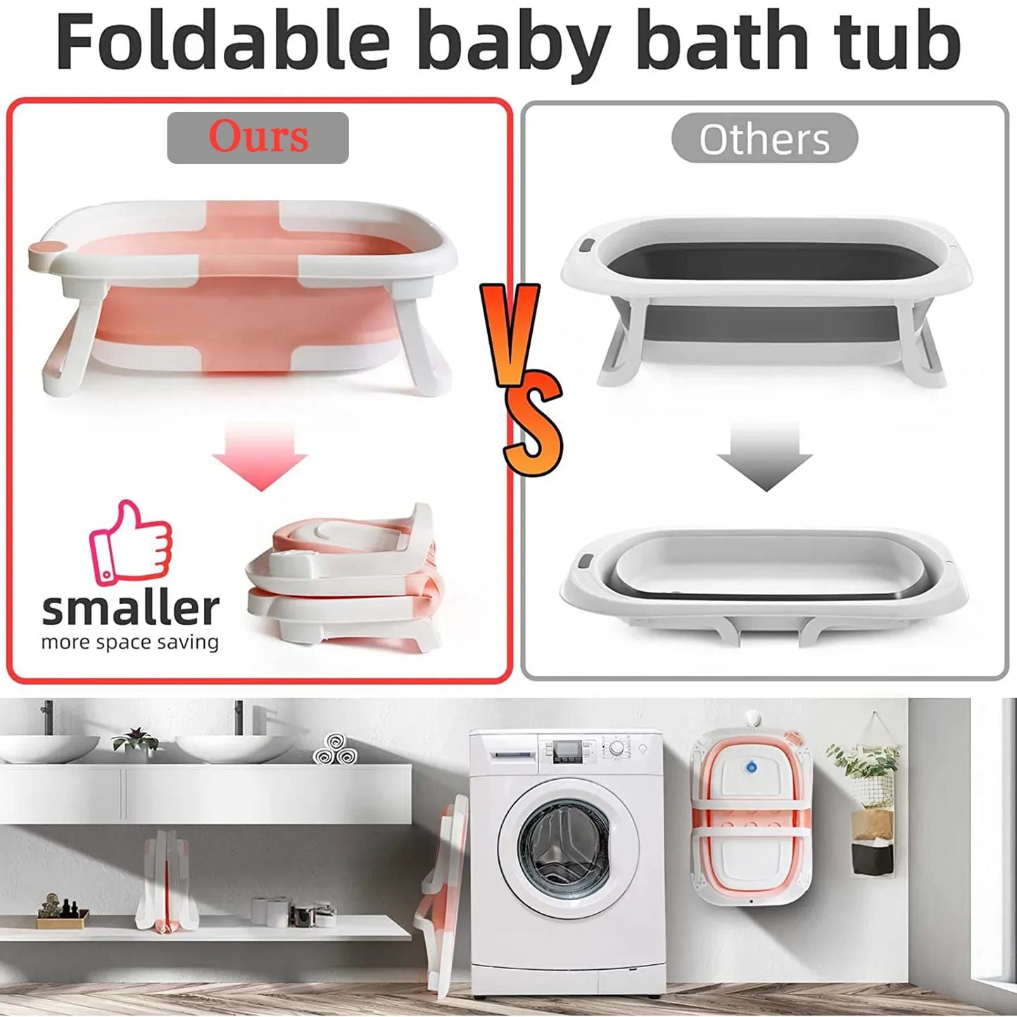 Newborn cushion inside a collapsible baby bathtub for secure and comfortable infant bathing
