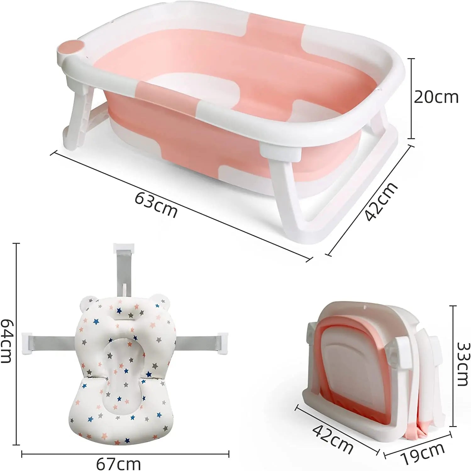 Toddler in a spacious collapsible baby bathtub, demonstrating its versatility for growing babies