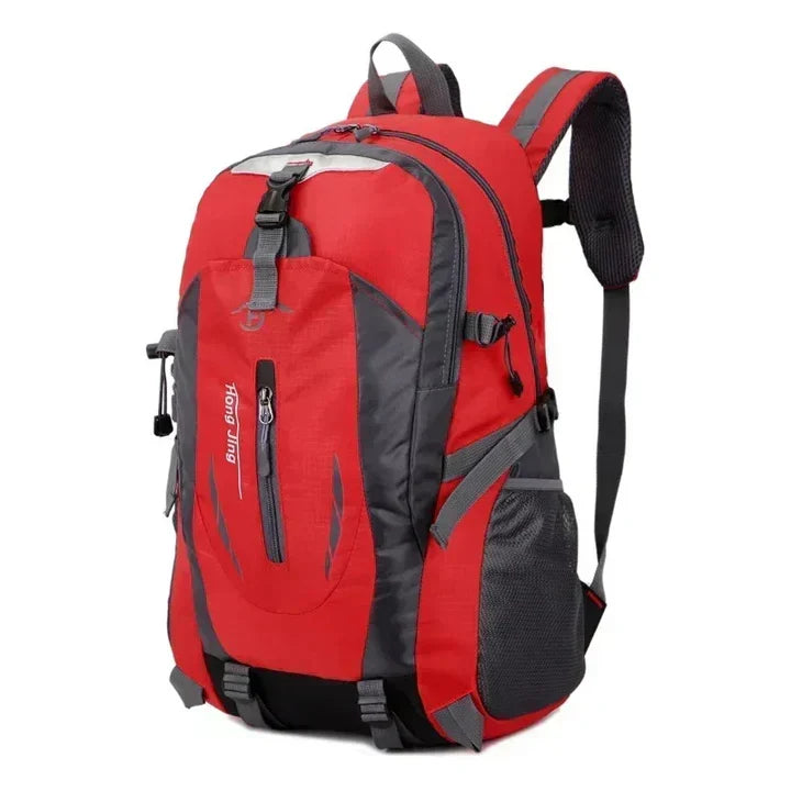 Durable waterproof travel backpack worn by a traveler, perfect for adventure, daily commute, or outdoor gear.