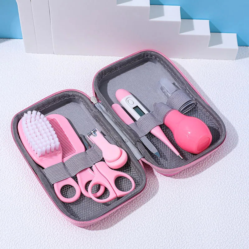8-piece baby essentials kit in a compact case, perfect for new parents and maternity gift