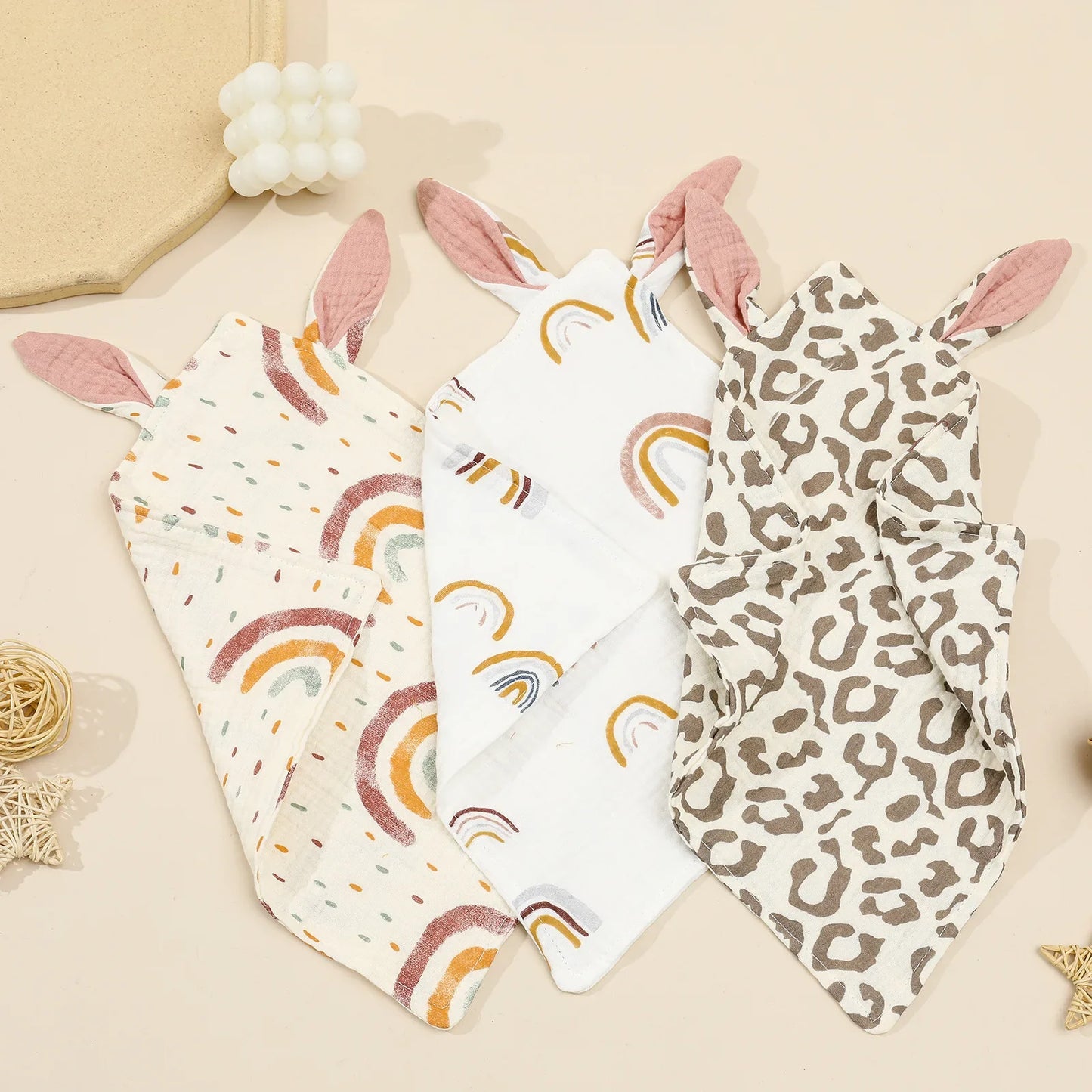 Cute animal design baby comforter blankie, made from breathable cotton for infants