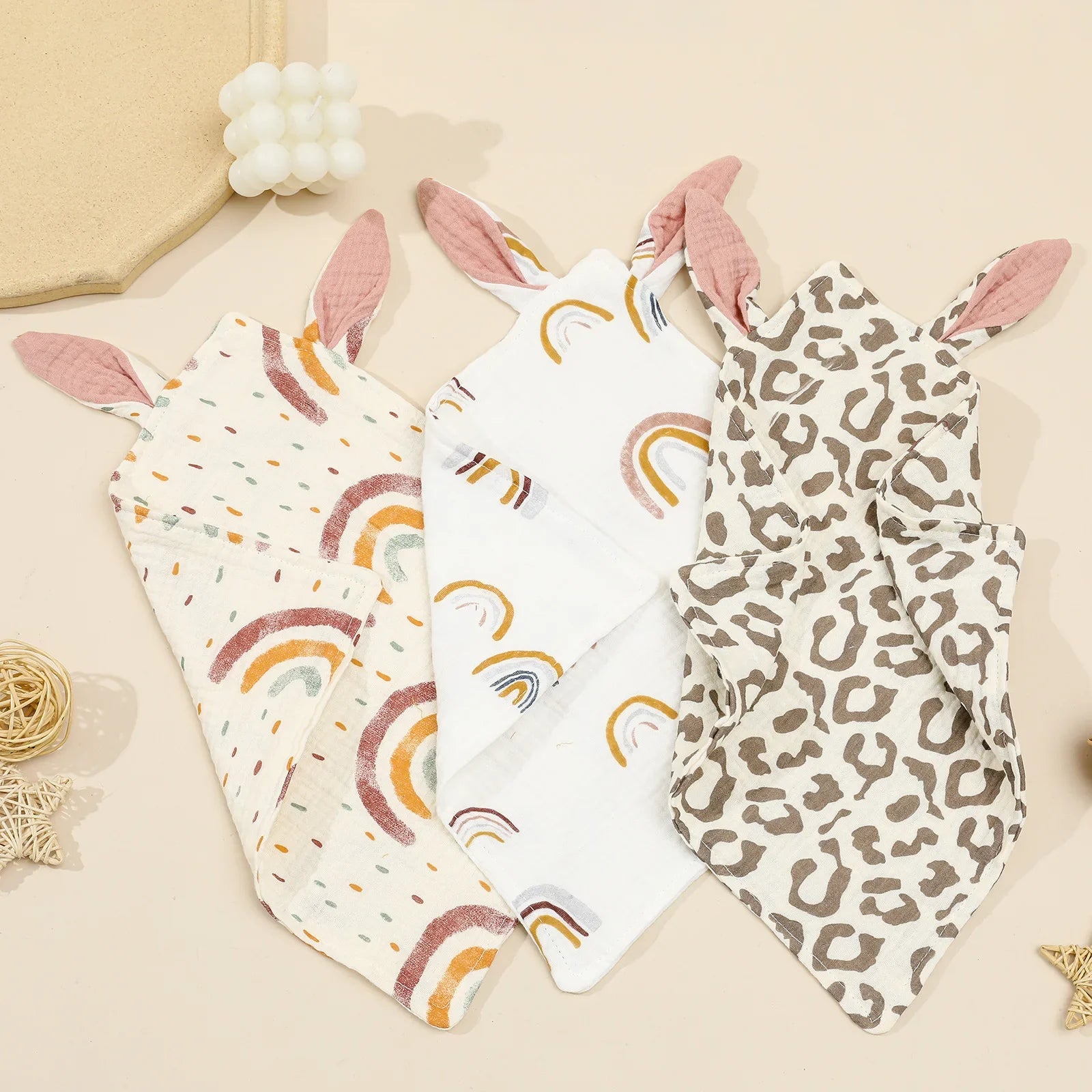 Cute animal design baby comforter blankie, made from breathable cotton for infants