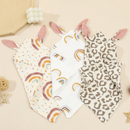 Cute animal design baby comforter blankie, made from breathable cotton for infants