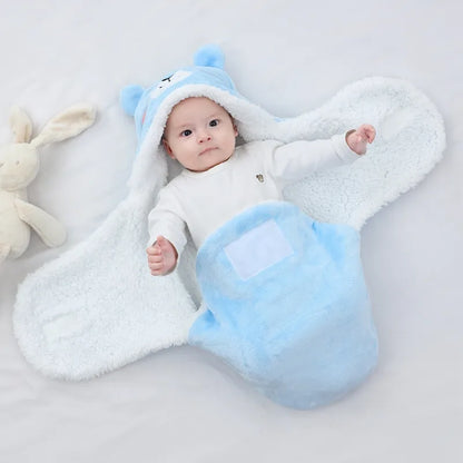 Infant wrap blanket featuring adorable animal patterns for crib or stroller.