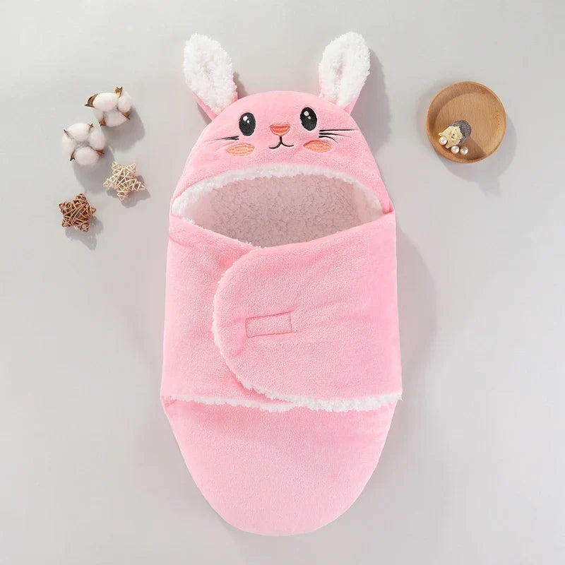 Baby sleeping bag with charming animal print, suitable for all infants.