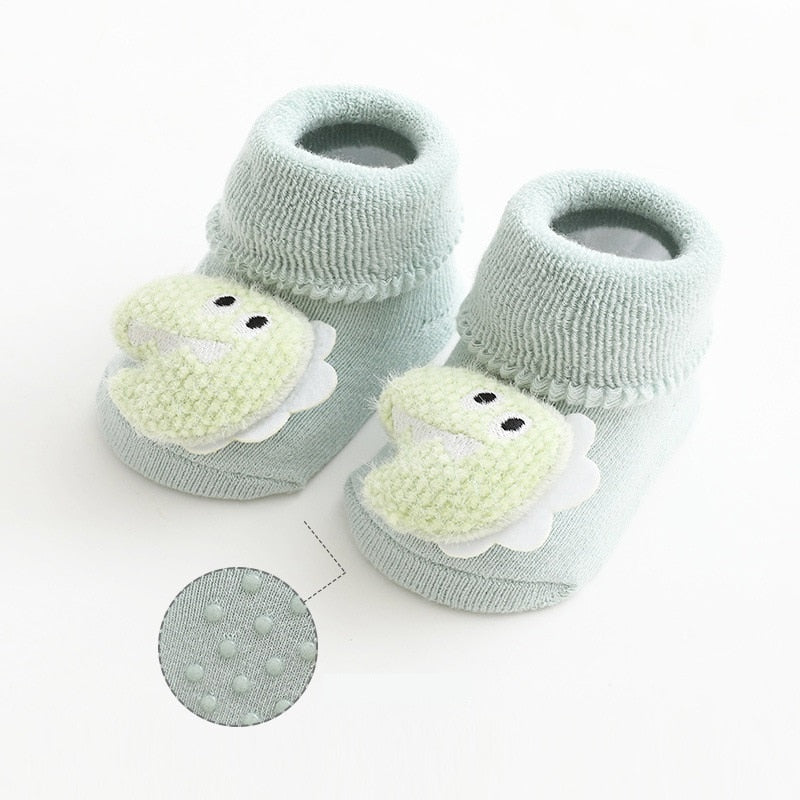 Grey toddler anti-slip socks with star patterns, durable and supportive for early walkers