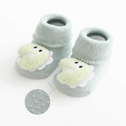 Grey toddler anti-slip socks with star patterns, durable and supportive for early walkers