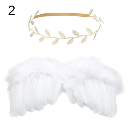 High-quality angel feather wings for newborns, photo prop, with a coordinating flower headband