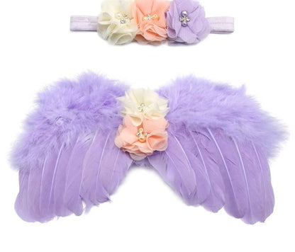 Newborn gift idea: angel feather wings & delightful flower headband set for memorable photos