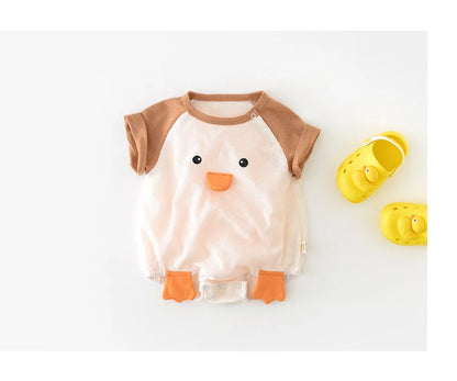 Unisex baby clothing set featuring a short sleeve cotton bodysuit with a simple design.