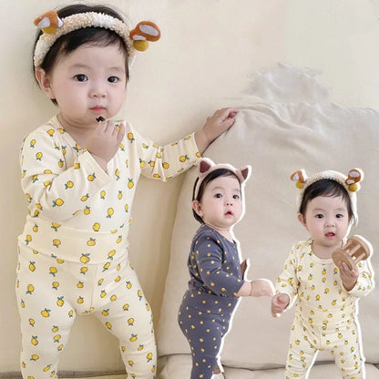 Baby boy and girl cotton top and pant set, versatile and comfortable for all seasons.