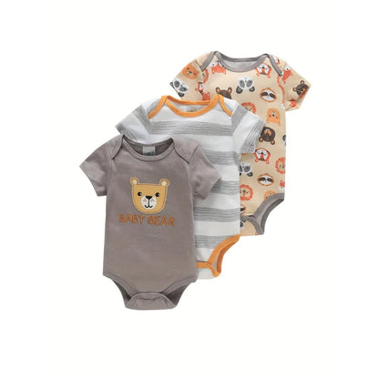Newborn baby outfit, cotton graphic romper with snap closure, easy diaper changes