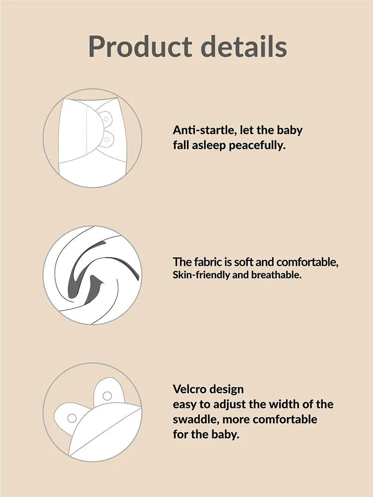 Collection of newborn cotton swaddle sleepsacks in various subtle colors, promoting safe infant sleep.