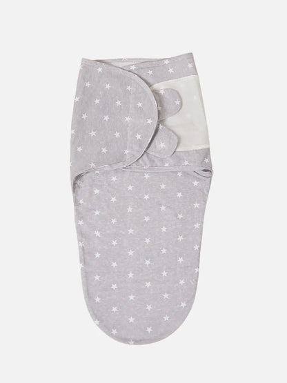 Folded newborn cotton swaddle sleepsack, ready for comfortable and safe baby sleep in any season.