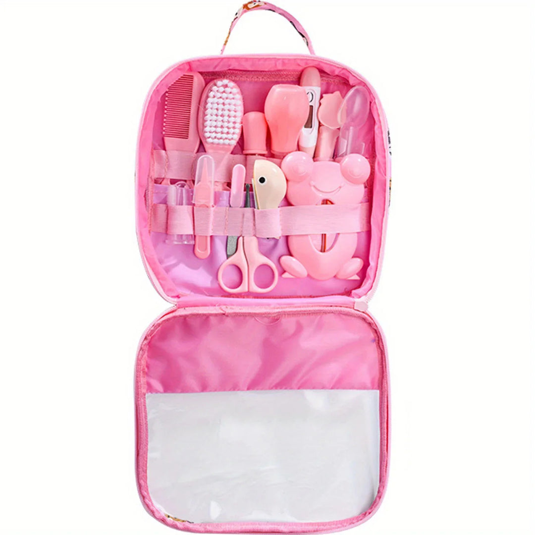 Baby shower gift: a complete 13-piece baby grooming and health set in a stylish case.