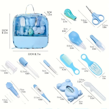 New parent starter kit: everything needed for infant care, featuring a gentle hair comb.