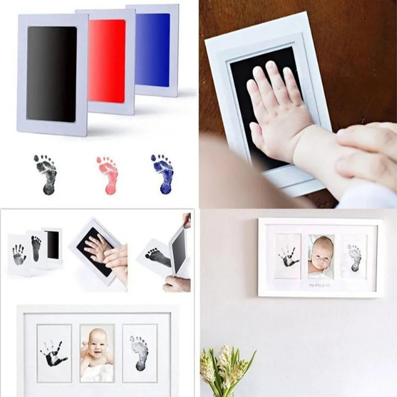 A newborn's footprint carefully made with the non-toxic ink pad, a cherished growth journey keepsake.