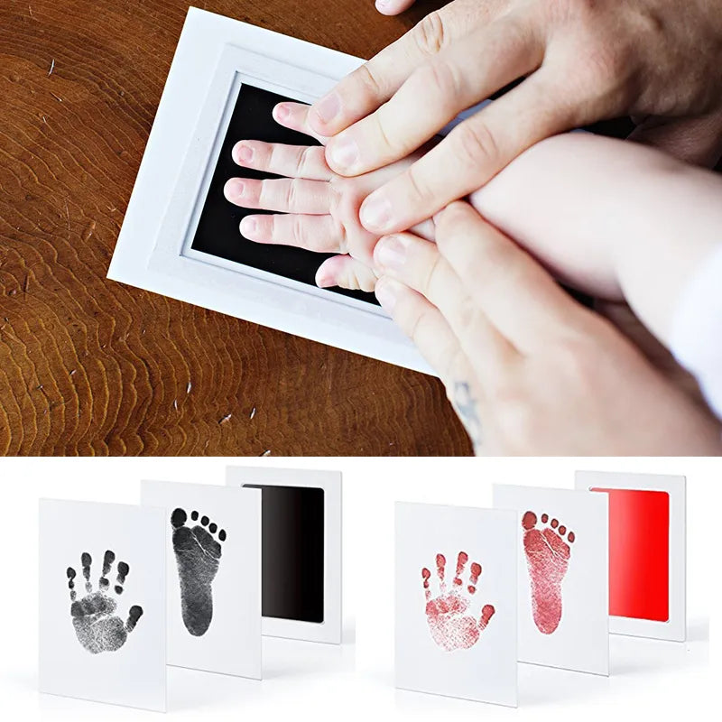 Newborn Baby Handprint Footprint Kit with non-toxic ink pad for lasting memory keepsake
