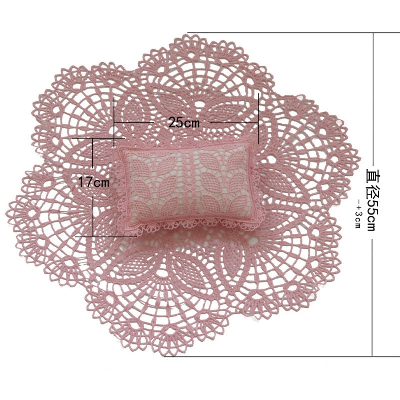 High-quality cotton lace blanket and pillow set for newborn photography