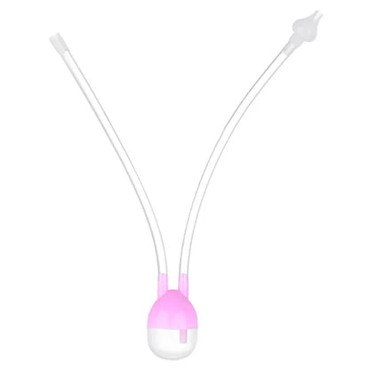 Hand holding baby nasal aspirator, demonstrating gentle use for infant care