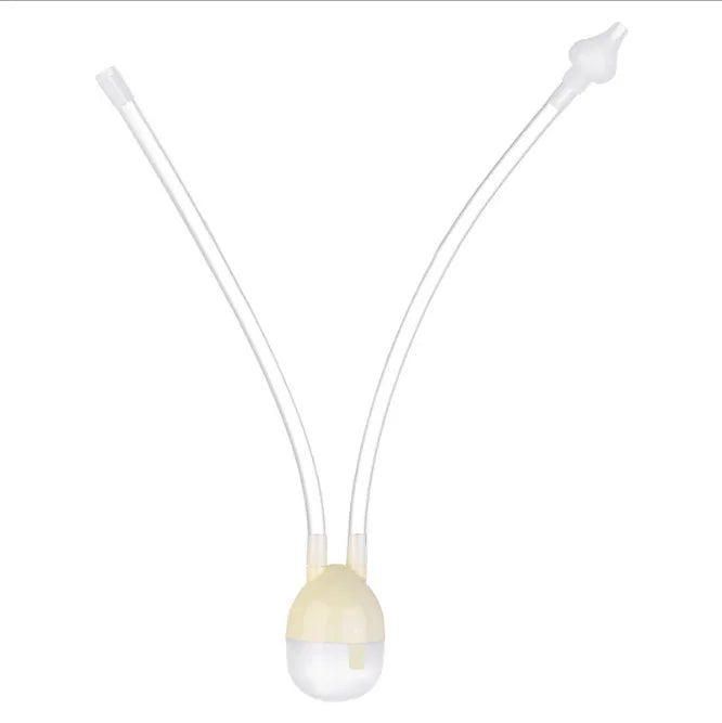 Packaging of newborn baby nasal aspirator, highlights gentle suction and safety