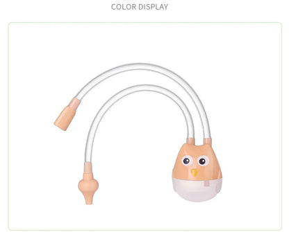 Baby nasal aspirator in use with a baby doll, showing gentle suction technique