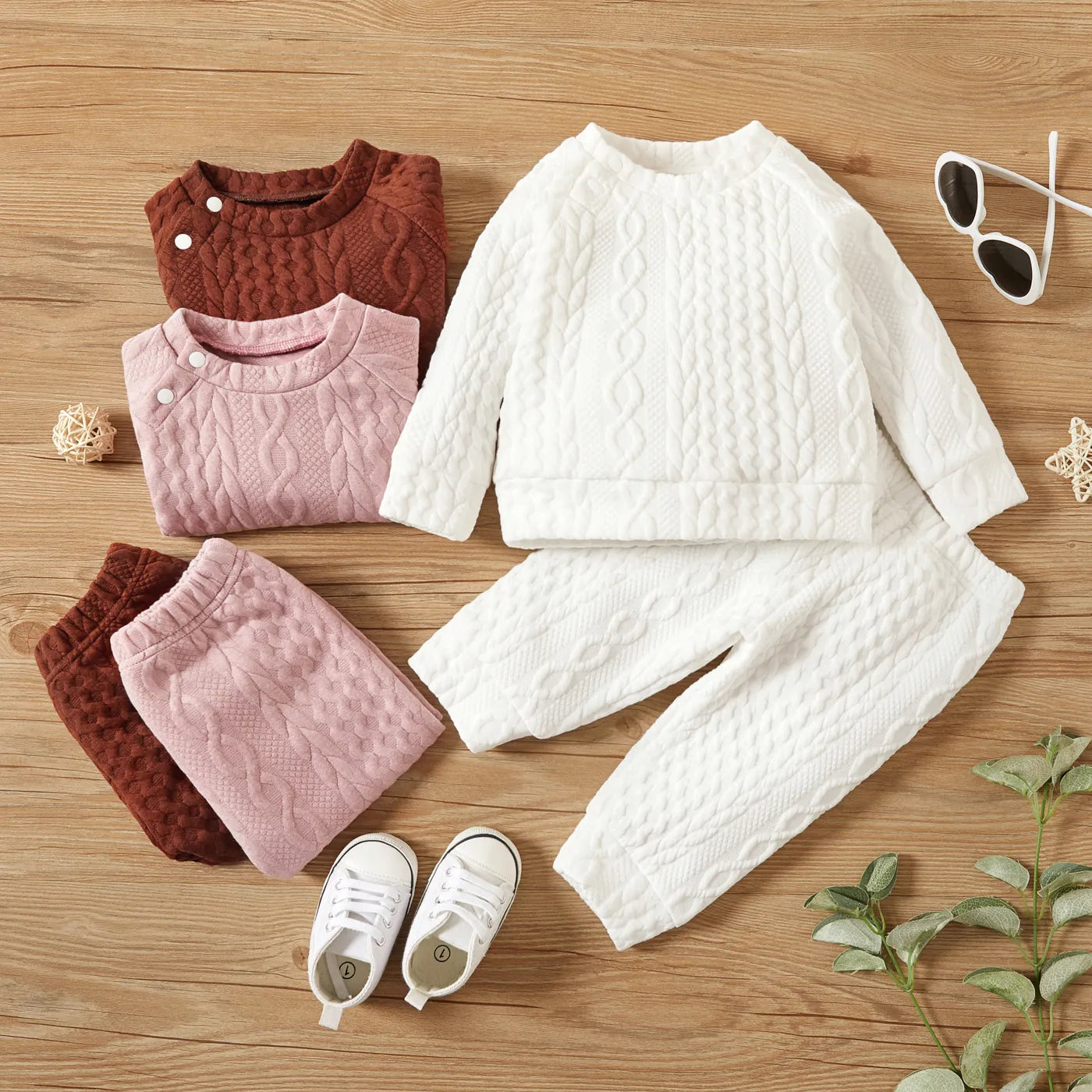 Newborn Baby's Long-Sleeved Shirt & Pants Set made from cozy cotton blend, perfect for infant comfort