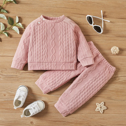 Adorable baby long-sleeved shirt and baby pants set in a gentle cotton blend for sensitive skin
