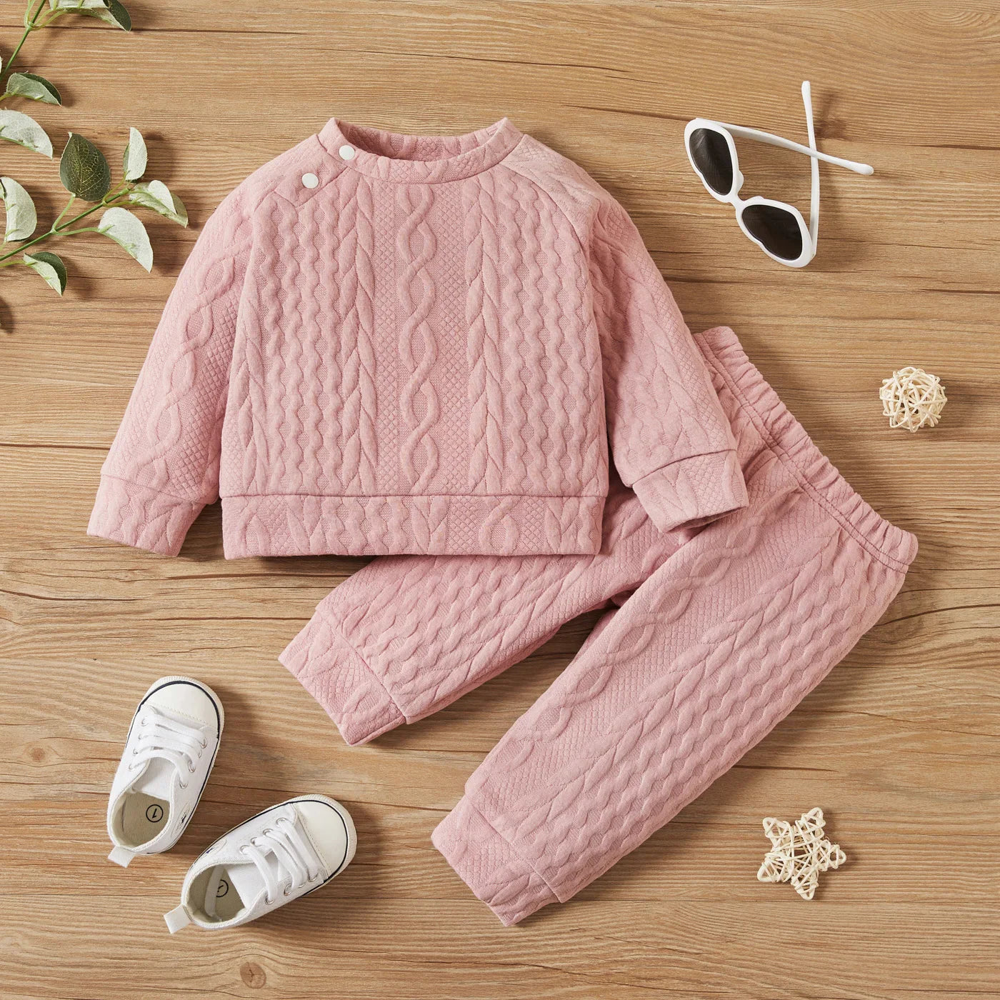Unisex baby long sleeve shirt and matching pants, a soft cotton blend set for newborns