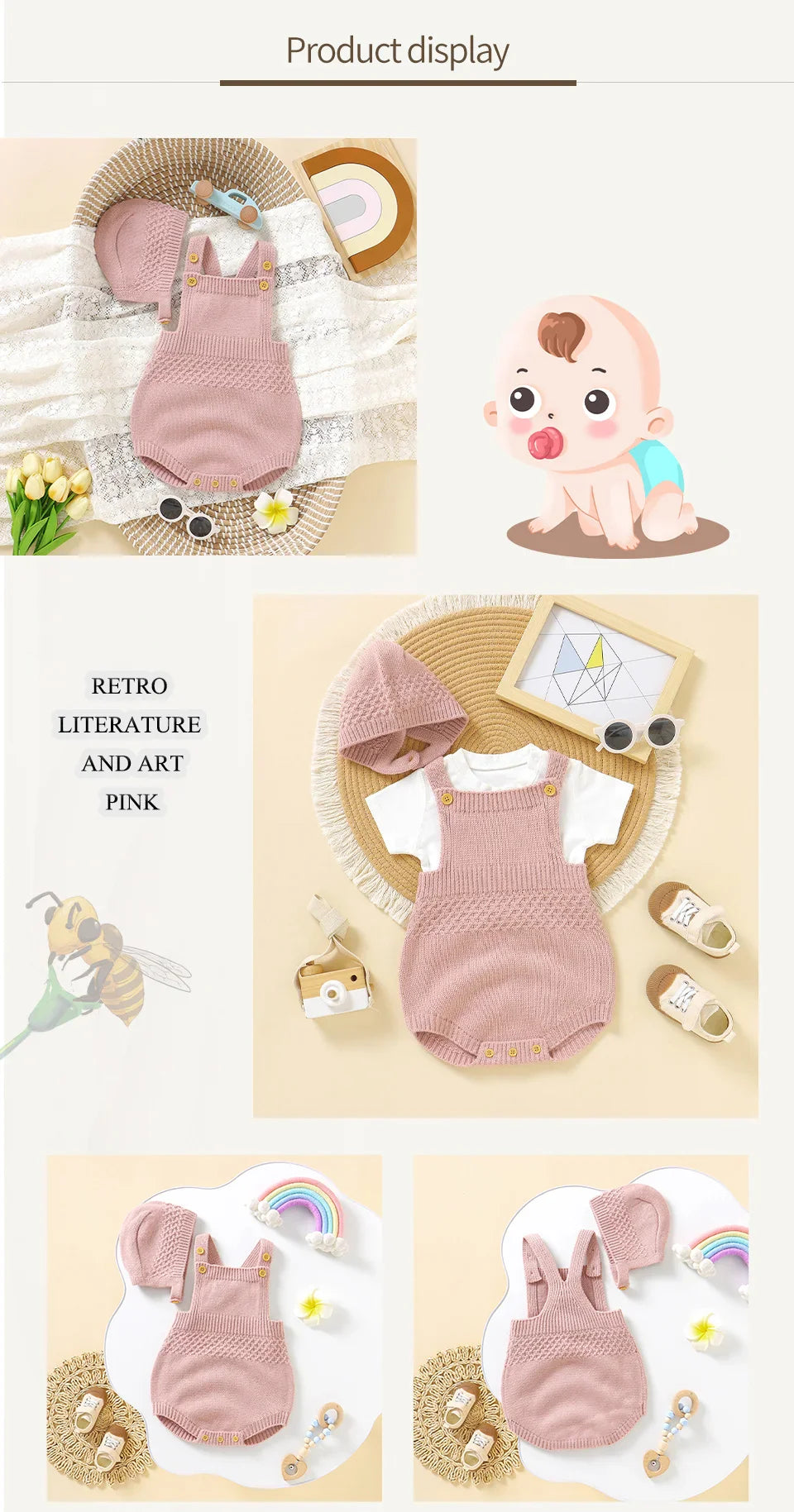 Newborn baby model comfortably wearing a sleeveless bodysuit and hat, showing premium fit and fabric
