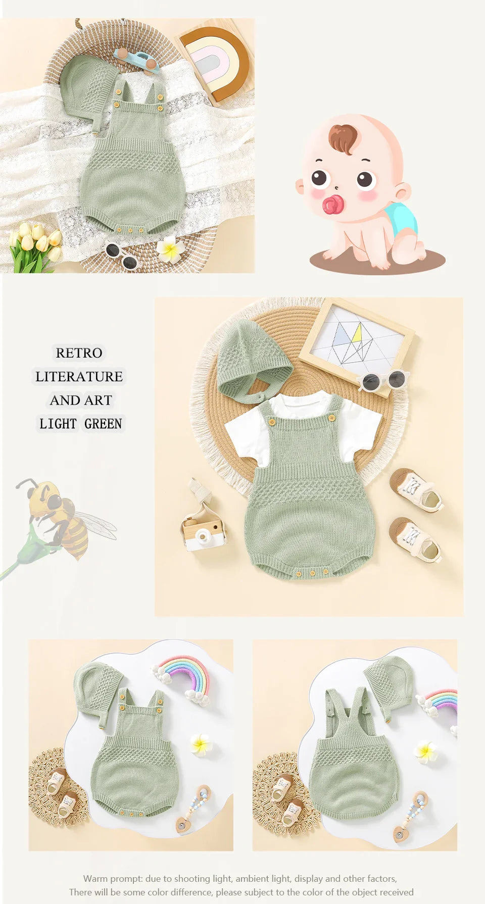 Essential newborn baby gift set: a sleeveless bodysuit and hat, made from gentle acrylic material
