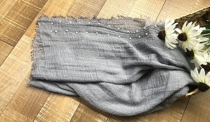 Gentle cotton blend baby swaddle wrap blanket with decorative white beads