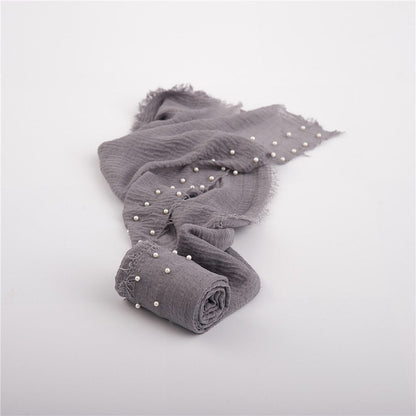 Warm and cozy newborn baby swaddle, white beads, lovely baby shower gift idea