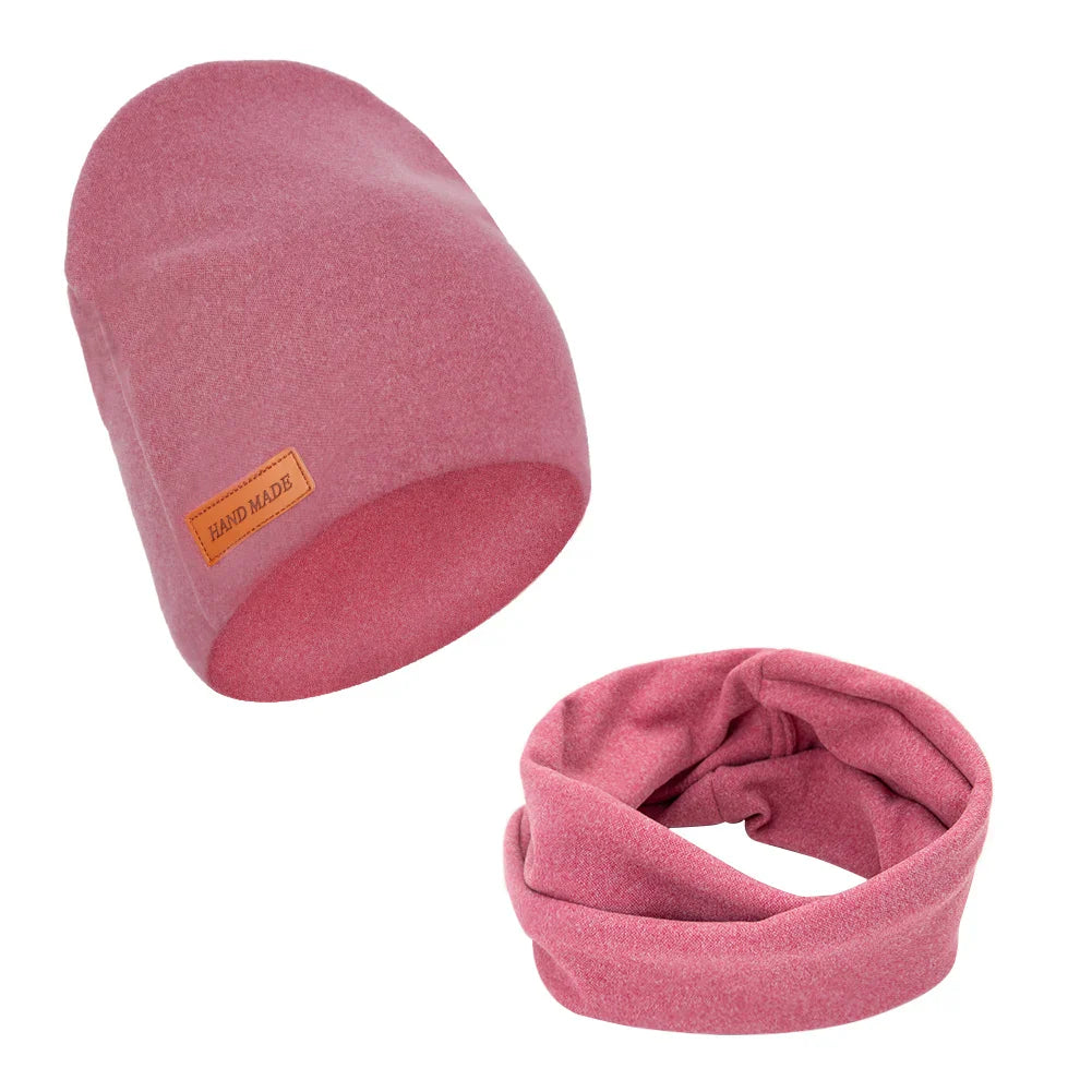 Soft polyester turban hat and scarf set draped, highlighting material quality.