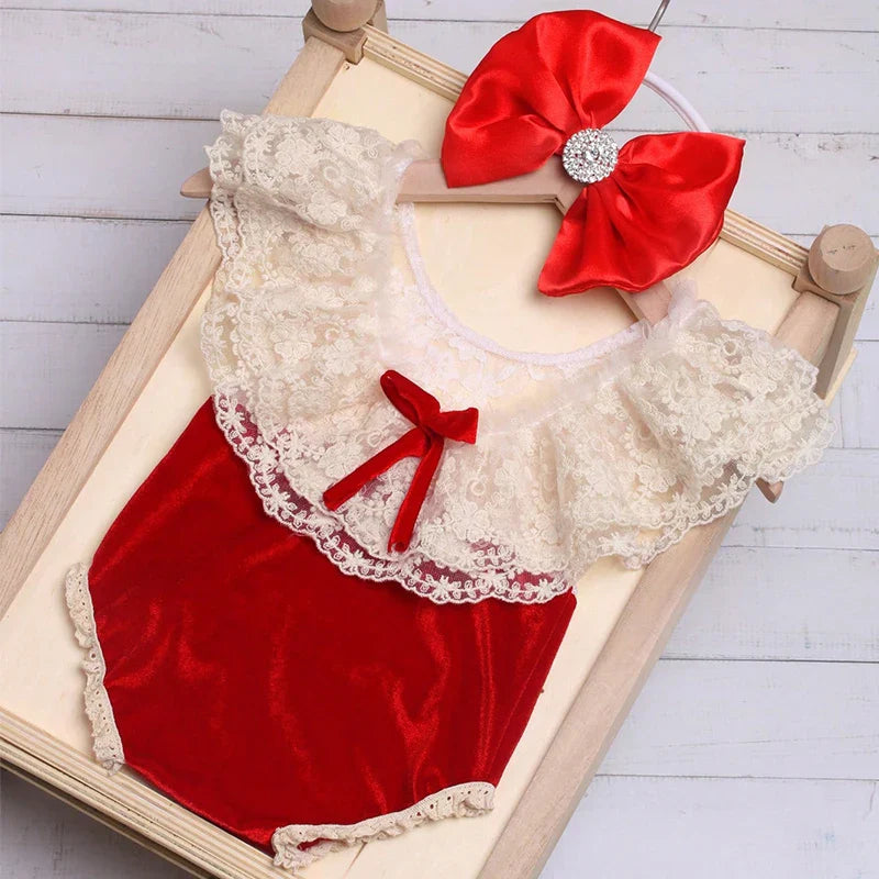 Delicate red crystal headband for baby girls, a cute and shiny newborn photography accessory
