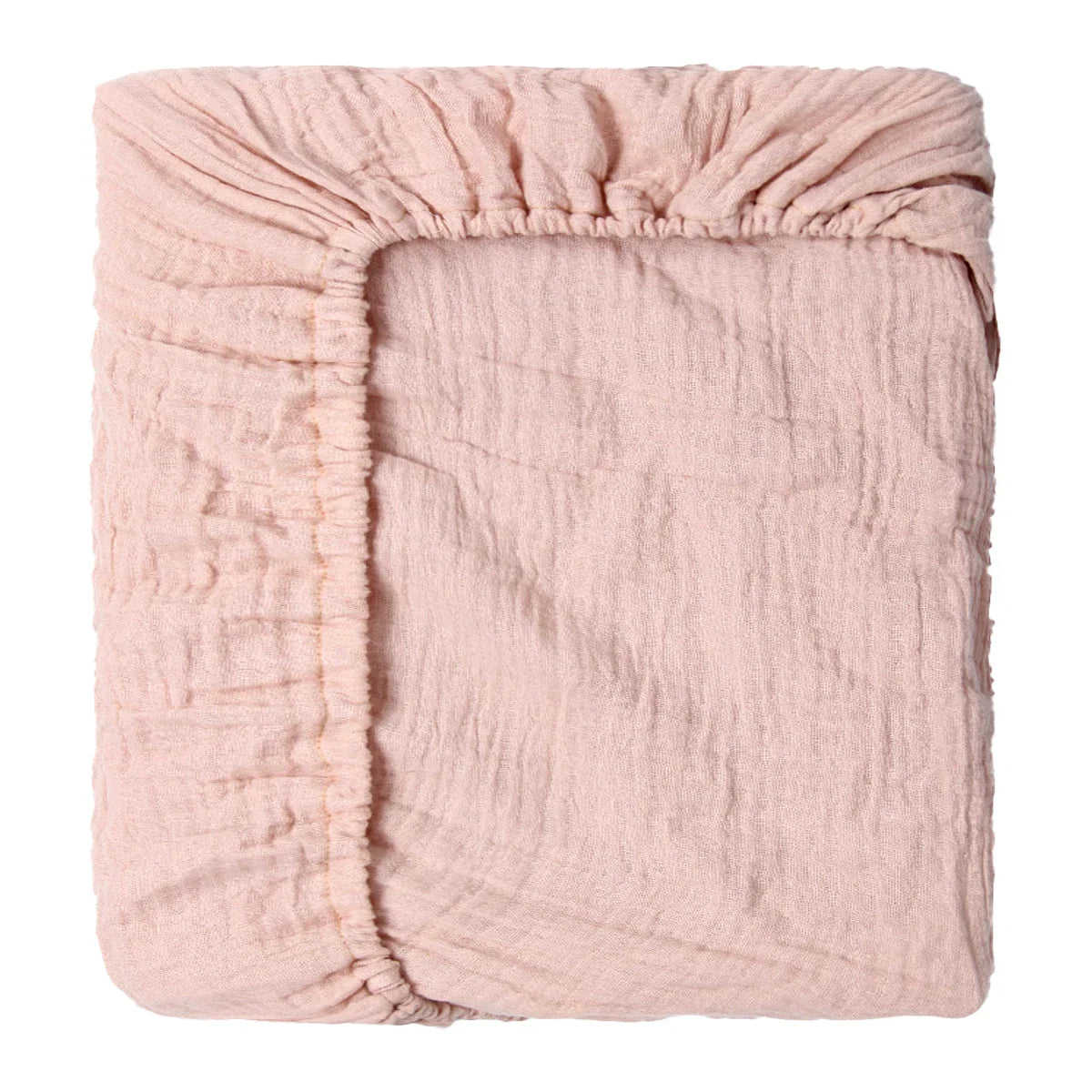 Texture shot of soft breathable cotton fabric for a newborn cartoon fitted crib sheet, perfect for infants