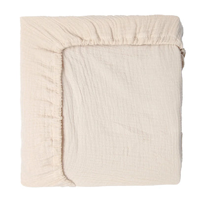 Gender-neutral newborn cartoon fitted crib sheet, soft breathable cotton with a subtle grey animal print