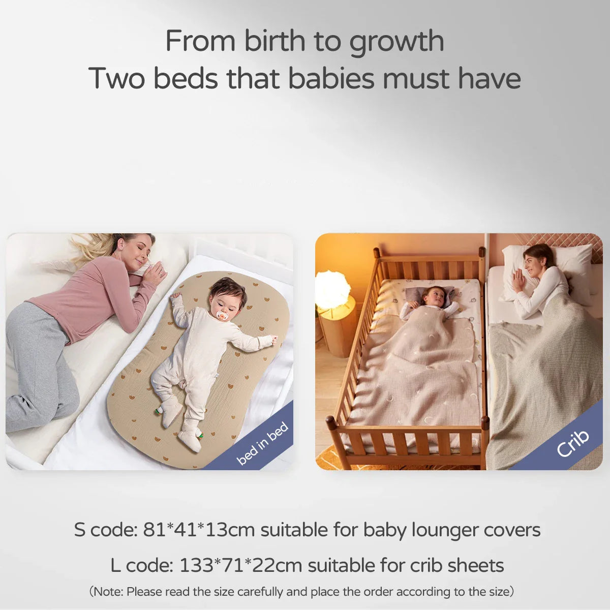 Close-up of a newborn cartoon fitted crib sheet with playful animal characters, soft and breathable cotton