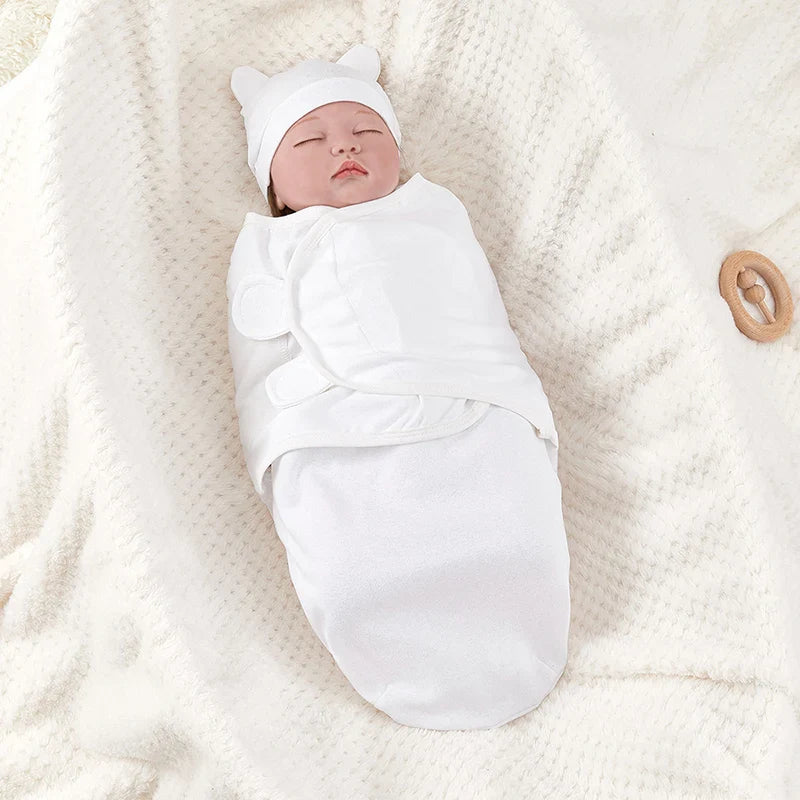 Cozy cotton newborn sleeping bag, adjustable swaddle wrap design for safe infant slumber 0-3M