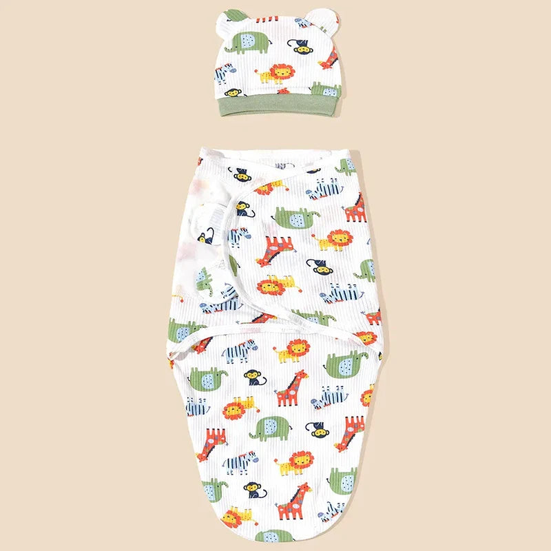 Breathable cotton baby sleeping bag, adjustable swaddle for newborn comfort and sleep, 0-3M
