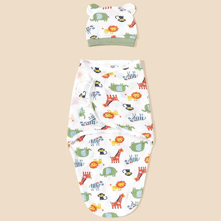 Breathable cotton baby sleeping bag, adjustable swaddle for newborn comfort and sleep, 0-3M
