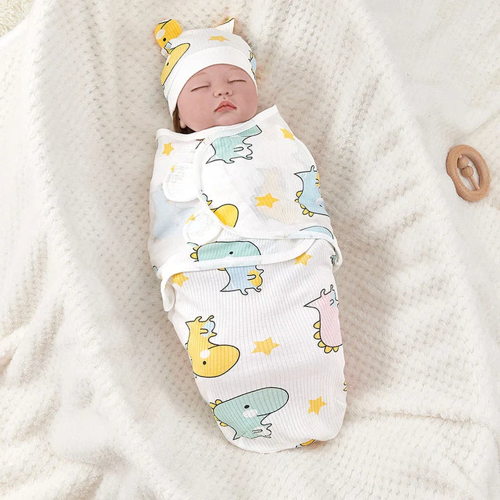 Infant sleep solution: adjustable cotton baby swaddle wrap, snug for 0-3 month newborns