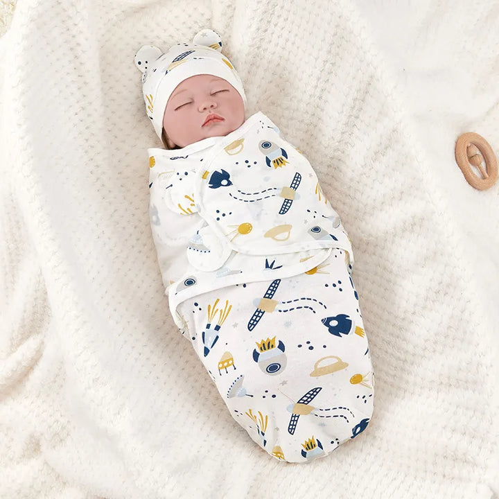 Newborn anti-startle swaddle wrap, adjustable cotton for infants 0-3 months, nursery essential