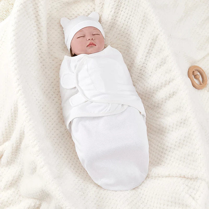 Baby swaddle wrap adjustable, made of soft cotton for newborn sleep from 0-3 months, unisex