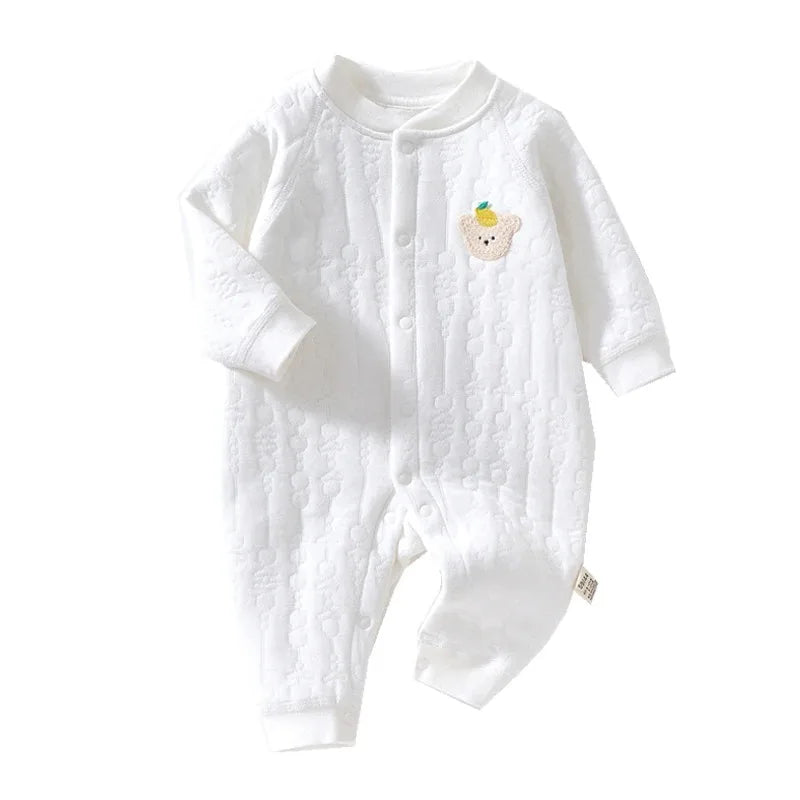 Two infant rompers: one bear, one bunny, both cotton for baby’s delicate skin