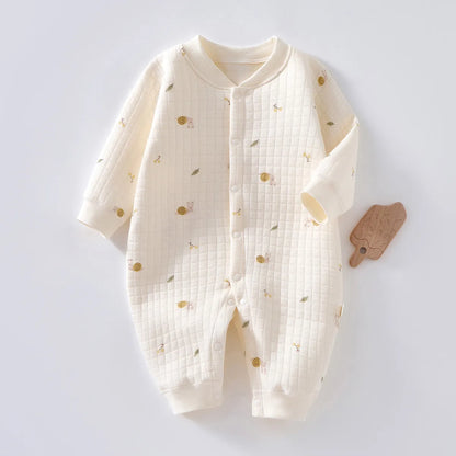 Cotton cartoon bear print newborn romper, cozy and breathable infant jumpsuit