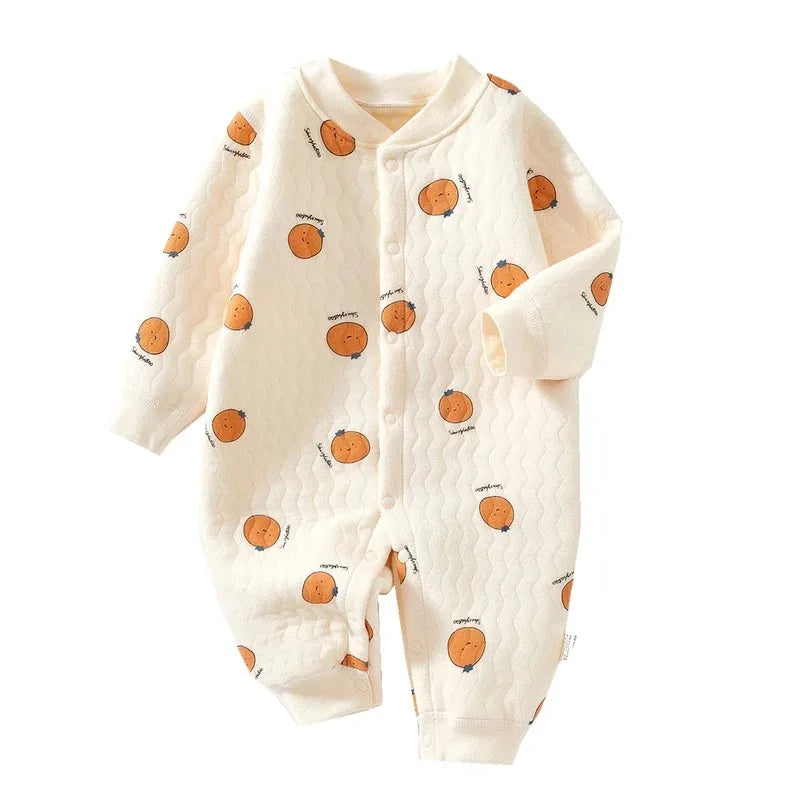 Newborn in a white cotton bear and bunny cartoon romper, perfect for gifting