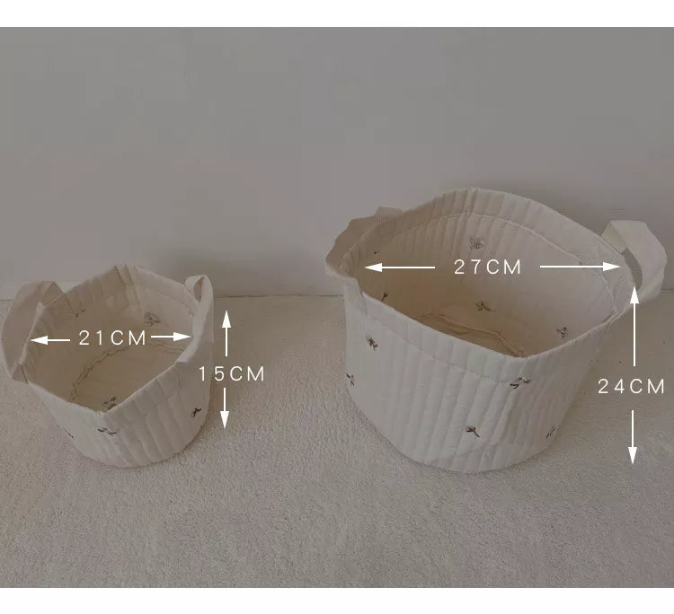Soft cotton baby organizer caddy; essential for modern nursery storage.