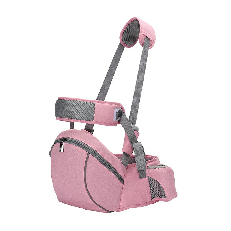 Ergonomic baby carrier in black, highlighting shoulder straps and hip seat for newborn parenting