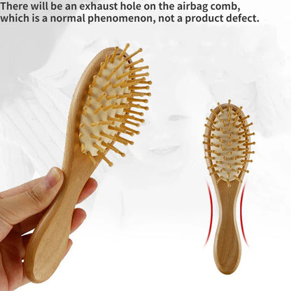 Soft natural wool bristles on a wooden baby hair brush, perfect for newborns